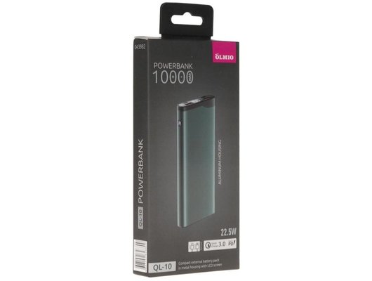 Внешний аккумулятор OLMIO QL-10, 10000mAh, gray